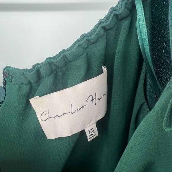 Charles Henry Deep Green Off Shoulder Cocktail Dress Women's XS - Picture 2 of 4
